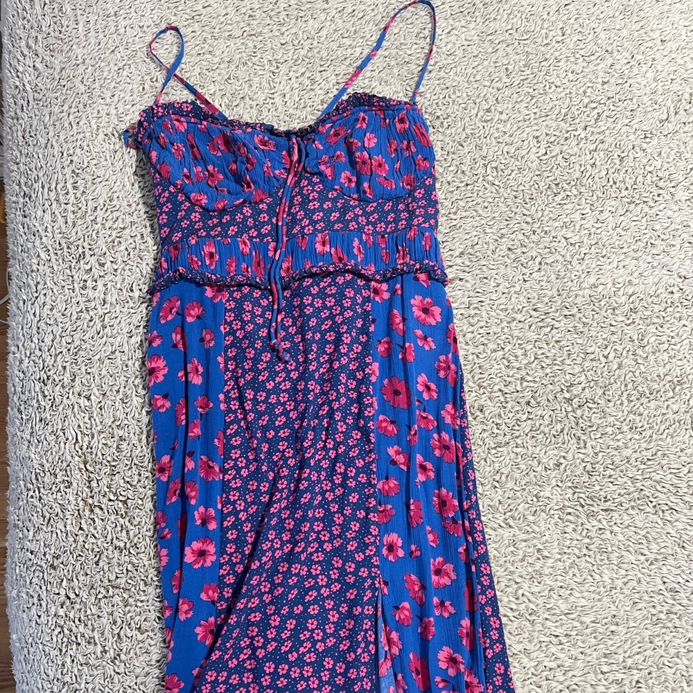 Free People Tigerlily Midi Dress in Cobalt Combo